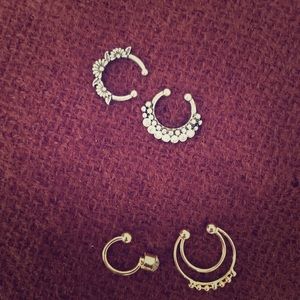Nose rings set gold silver ring diamond